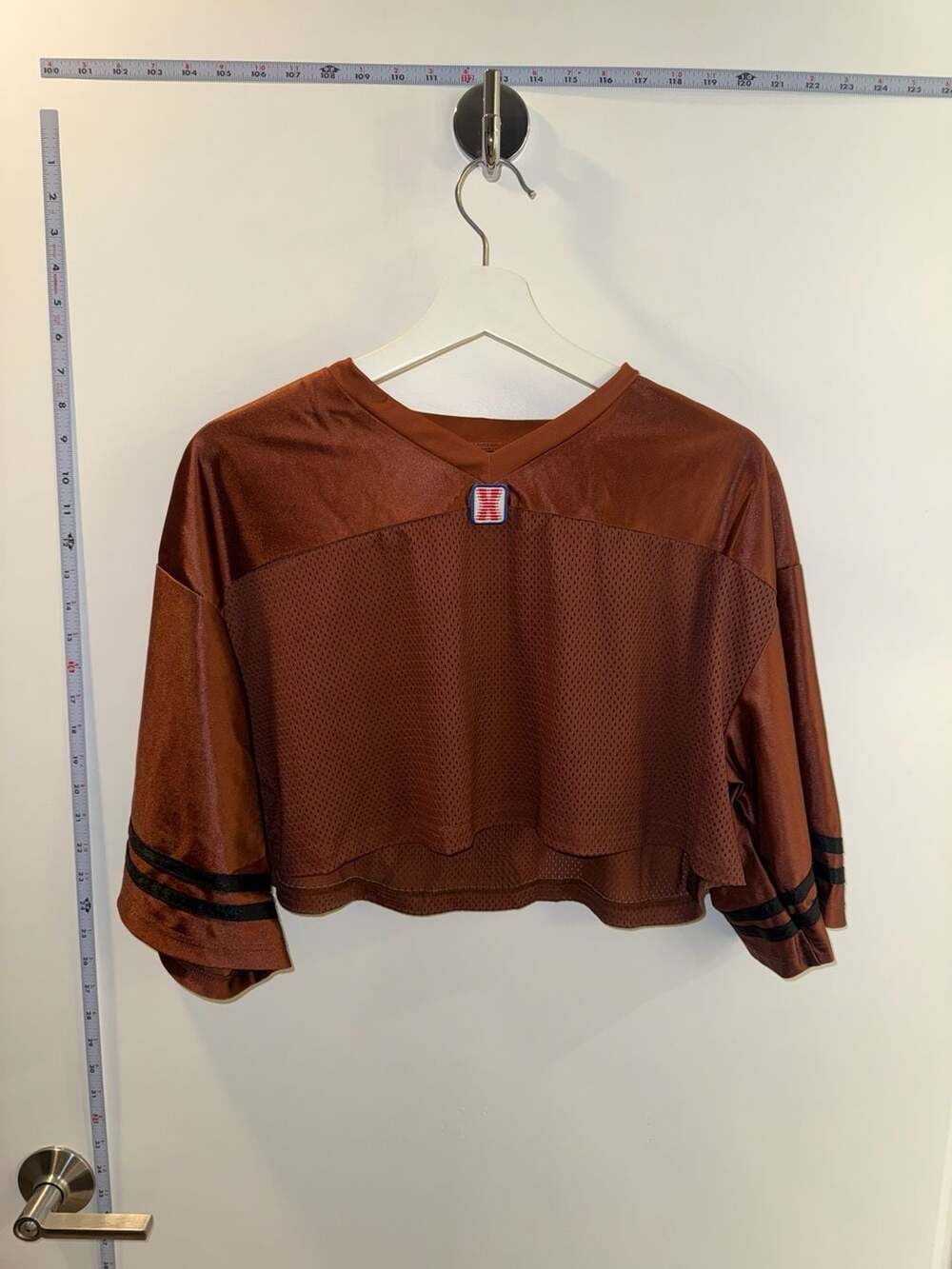 Savage X Fenty Limited-Edition LVII Cropped Varsity Jersey Brown Size S